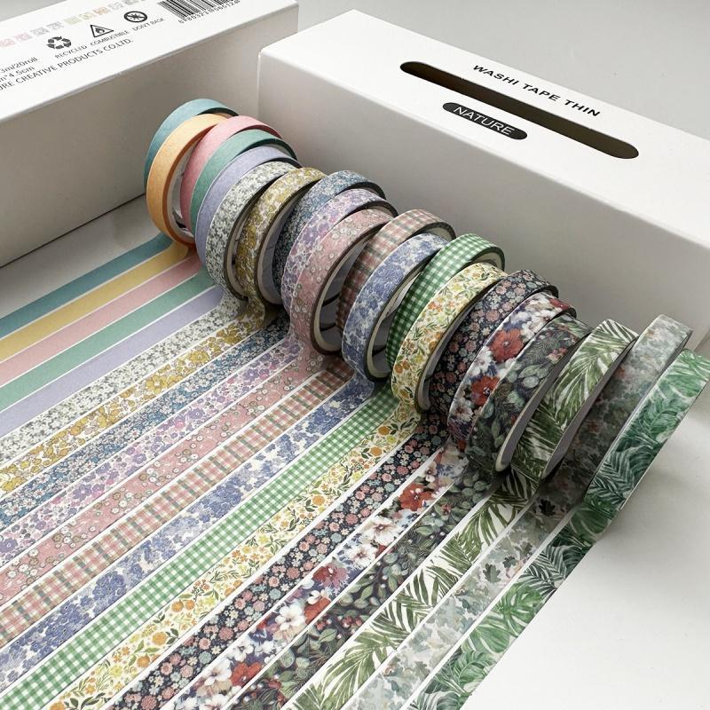 Washi Tape Set, 20 Rolls box Retro Washi Tape, Creative Decorative Tape, DIY Decorative Tape for Scrapbooking, Journaling, Gift Wrapping