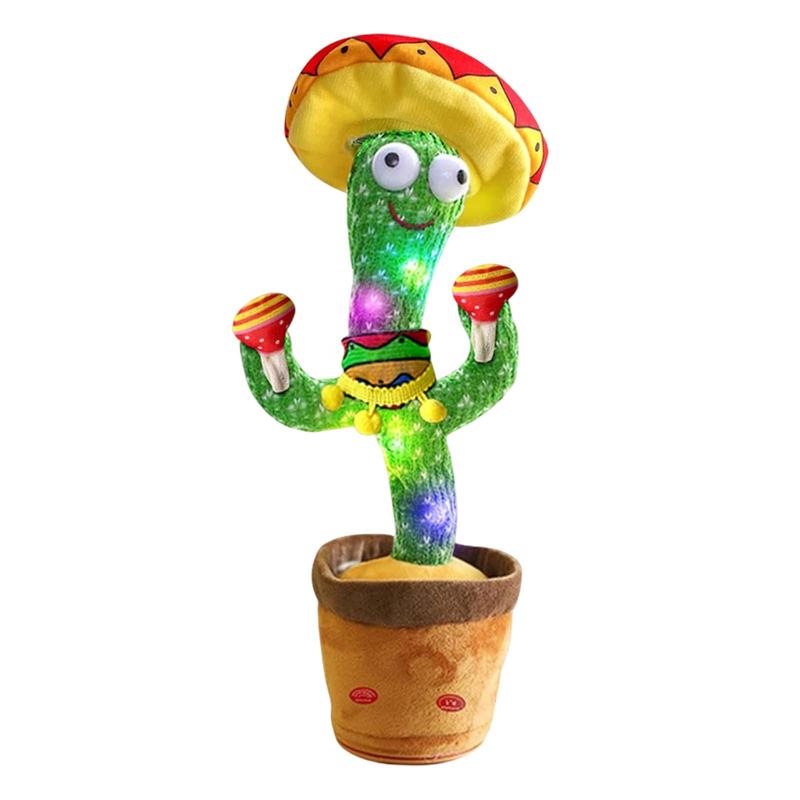 Dancing Cactus Repeats What You Say, Talking Sunny The Cactus Toy USB Charging, Dancing Lighting Recording Mimicking Cactus Toy Home Decoration Plush Toy for Kids