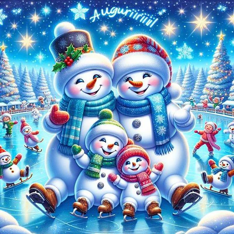 Cute Snowman Family Pattern DIY Diamond Arts Colorful Painting Kit without Frame, 1 Set DIY 5D Diamond Arts Colorful Painting for Bedroom Home Wall Decor