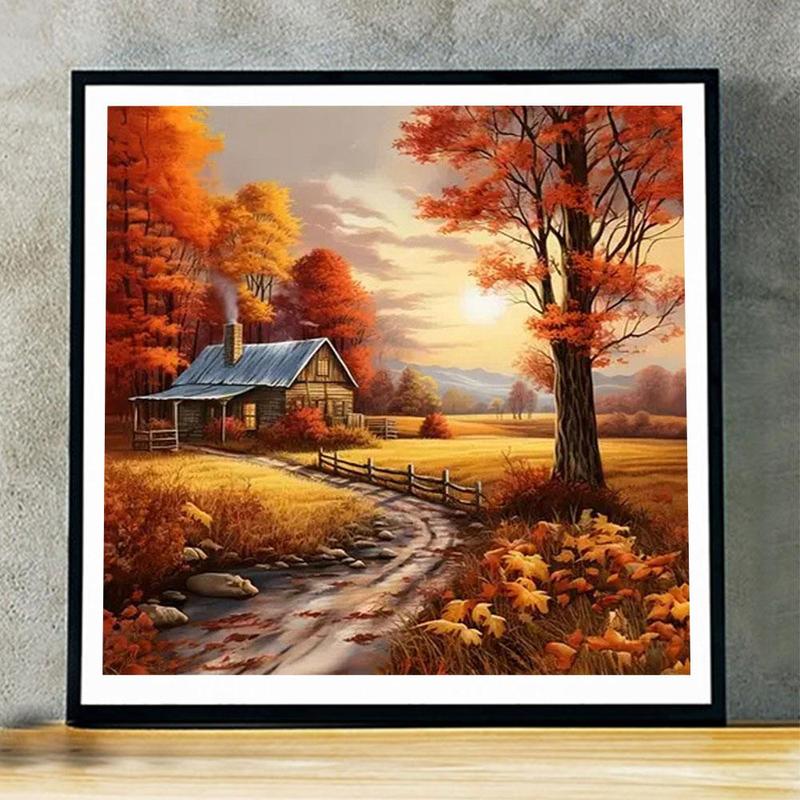 Autumn Landscape Pattern DIY Diamond Arts Colorful Painting Kit without Frame, DIY 5D Diamond Arts Colorful Painting Kit, Wall Art Decor for Home