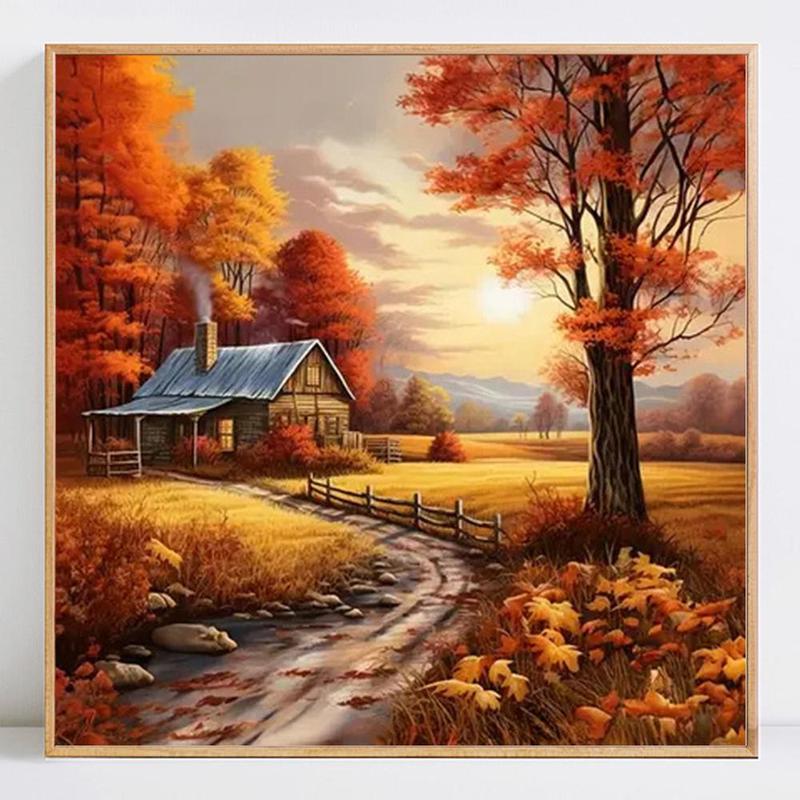 Autumn Landscape Pattern DIY Diamond Arts Colorful Painting Kit without Frame, DIY 5D Diamond Arts Colorful Painting Kit, Wall Art Decor for Home