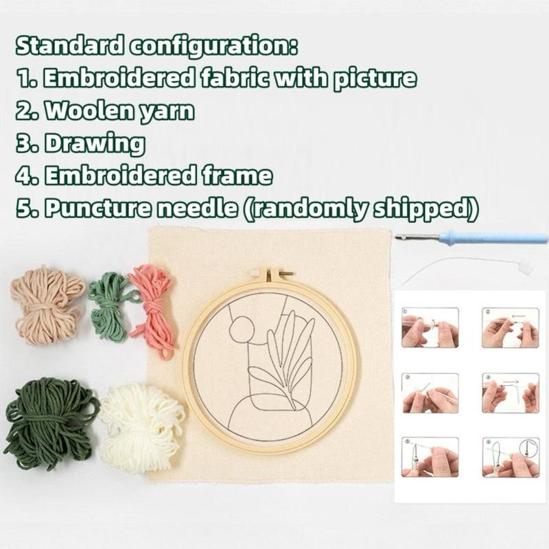 DIY Handmade Embroidery Kit, 1 Count Flower Pattern Embroidery, DIY Embroidery Tool Set, Personalized Decompression Handmade Toys