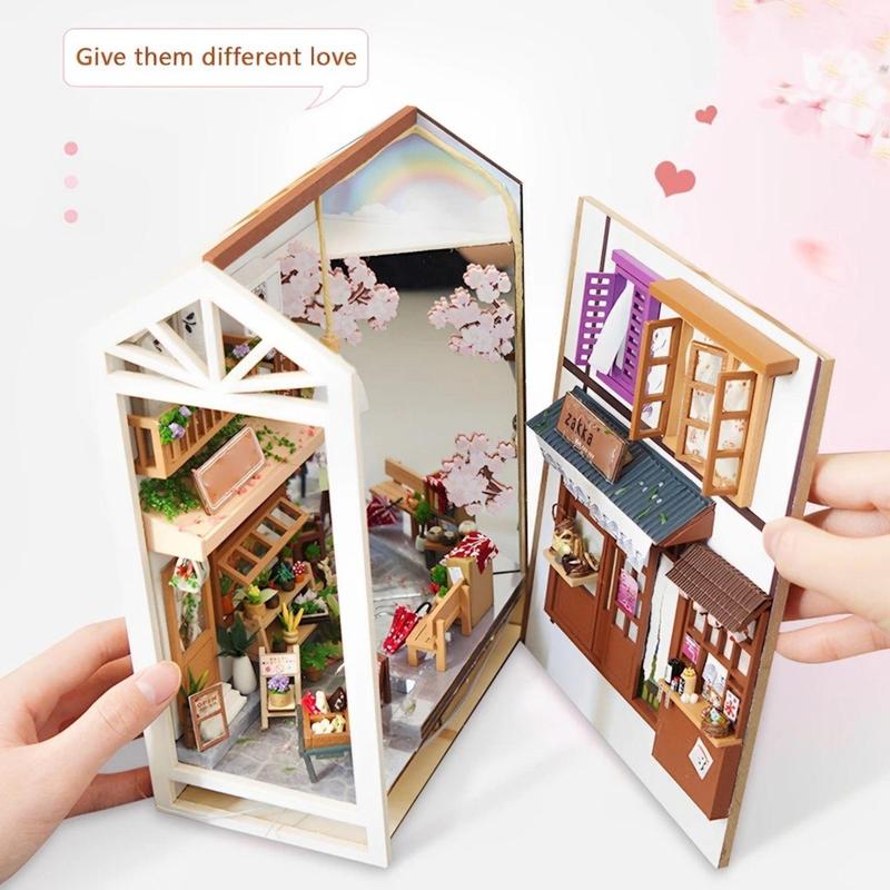 DIY House Design Bookcase, 3D Wooden Bookcase, Book Decorative Ornament, Home Decoration Craft