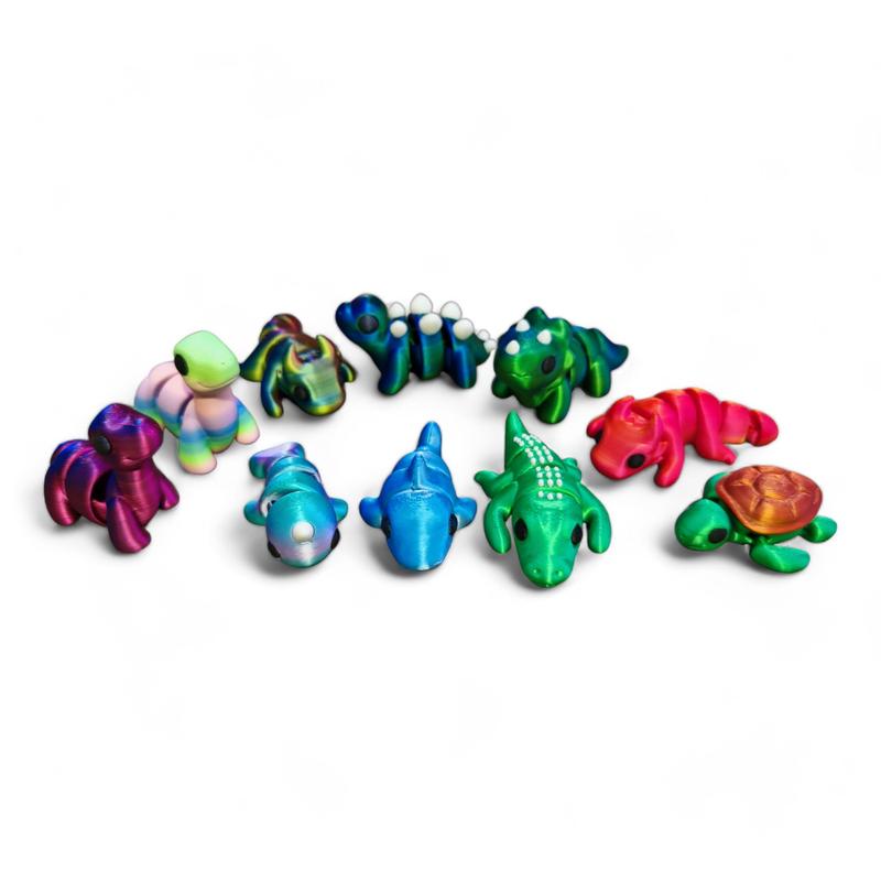 Articulating Mini Animal Figurine - Land, Water, Dino and Mystery Pack with Movable Body Parts