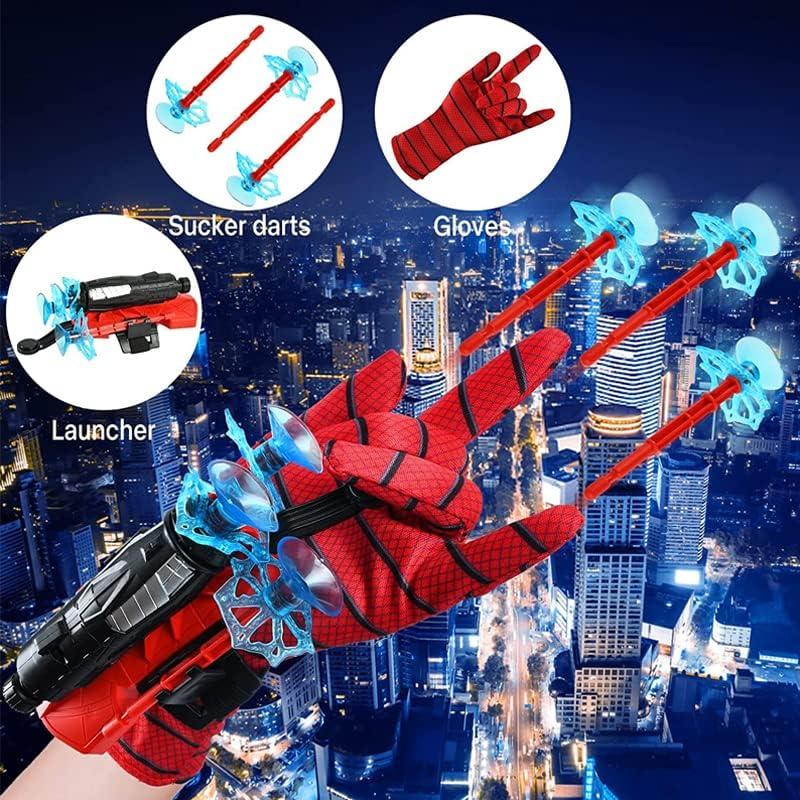 Spider Gloves Man Web Shooter Toy, Super Hero Capes and Mask for Kids Spider Plastic Superhero Launcher Glove Hero Movie Launcher Toy Set, Medium