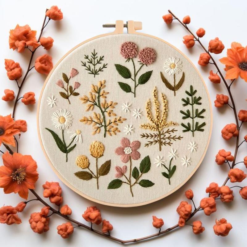 Plant Embroidery Kit with Hoop, DIY Handcraft Materials, Fabric Included, Perfect Gift for Best Friends