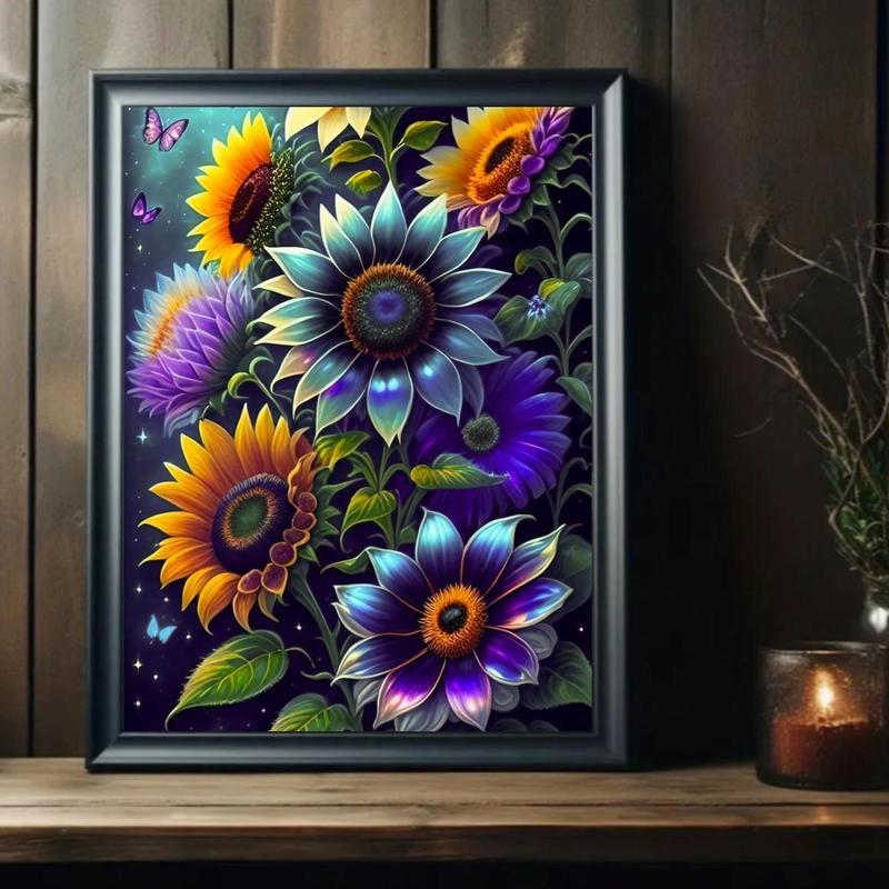 Flower Pattern DIY Diamond Arts Colorful Painting Kit without Frame, DIY 5D Diamond Arts Colorful Painting Kit, Wall Art Decor for Home Living Room