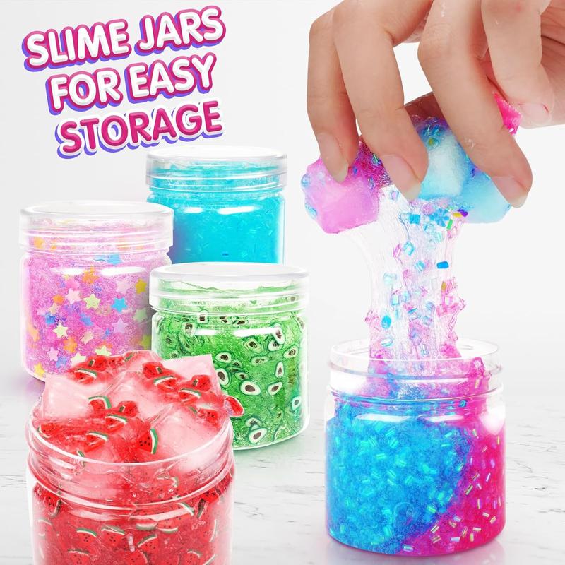 Slime Kit Girls DIY Clear Slime Making Kits: 35 FL OZ Big Premade Crystal Slime Bucket for Kids with Add-ins - Fun Birthday Party Gifts for Girls Ages 6 7 8 9 10 11 12