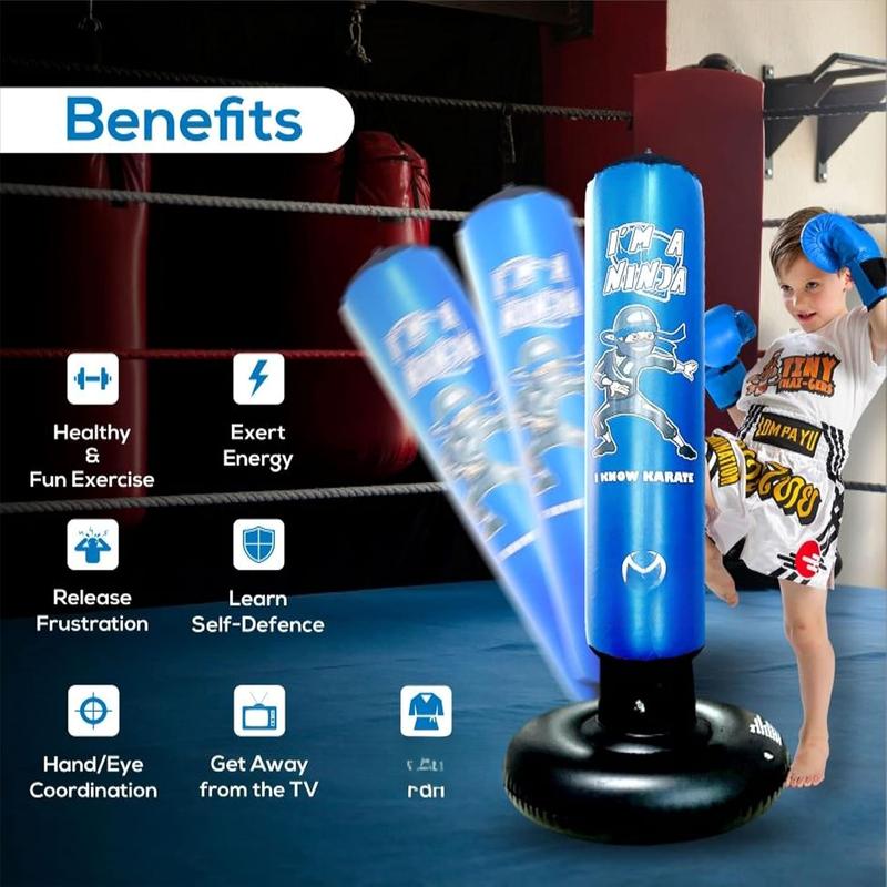 Punching Bag  Set, Inflatable Boxing Bag  for Boys  3-12, Ninja Toys for Boys, Christmas,Birthday Gifts for  4,5,6,7,8,9,10