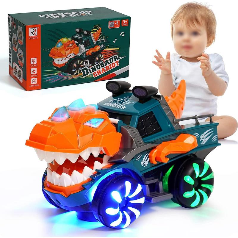 Monster Truck with Flashing Lights Music Roaring Sound, Dinosaur Car Toys for 3 4 5 6 Year Old Boys Electric Remote Control Toys Gifts Christmas