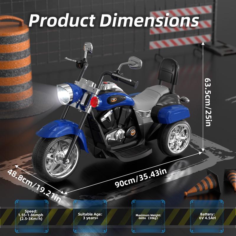 XJD Kids Ride ons Toys, Kids Motorcycle, Powered Motorcycle, Headlight, Forward Reverse Switch, 3 Wheels Toys for Boys Girls Gift cars kids