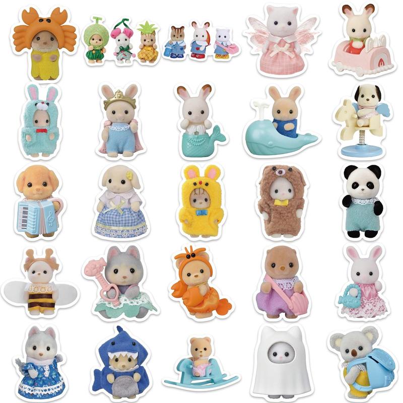 Cartoon Animal Pattern Sticker, 55pcs set Cute Animal Decorative Sticker, Diy Decals for Water Bottle, Laptop, Phone Case, Scrapbooking, Journal Making