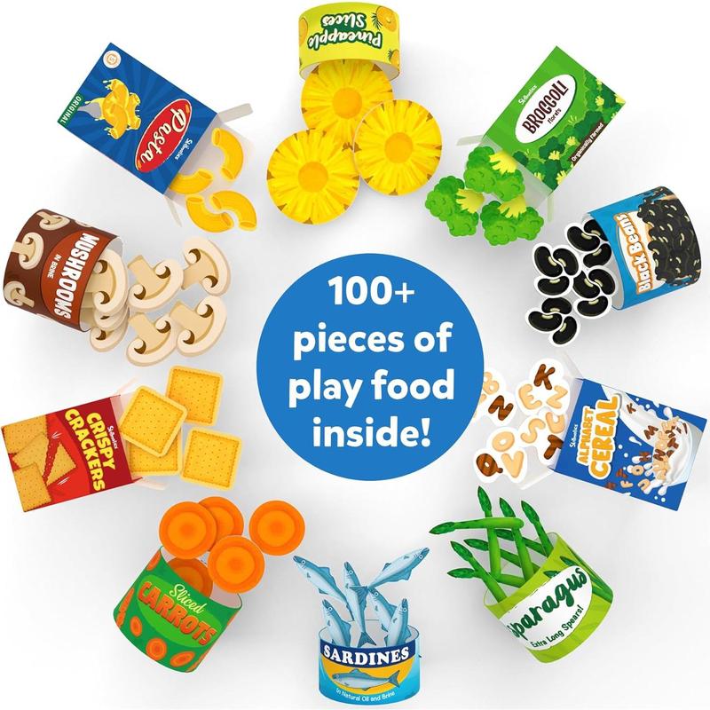 Skillmatics Pretend Play Grocery Set - 10 Containers, 100+ Play Food Items for Child's Play, Back-to-School Play Kitchen Accessories, Toy Kitchen, Fruits & Veggies, Gifts for Kids & Toddlers Ages 3-7