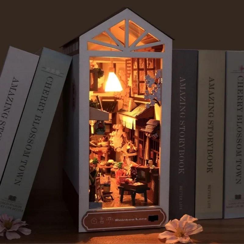 DIY House Design Bookcase, 3D Wooden Bookcase, Book Decorative Ornament, Home Decoration Craft