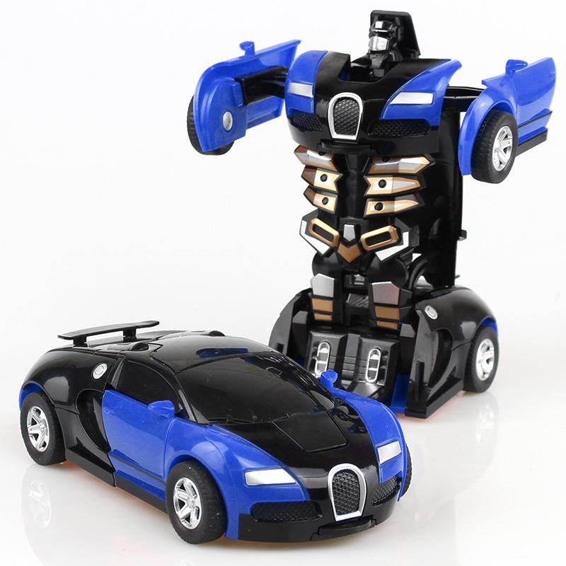 One-button automatic collision deformation robot boy gift toy car model car