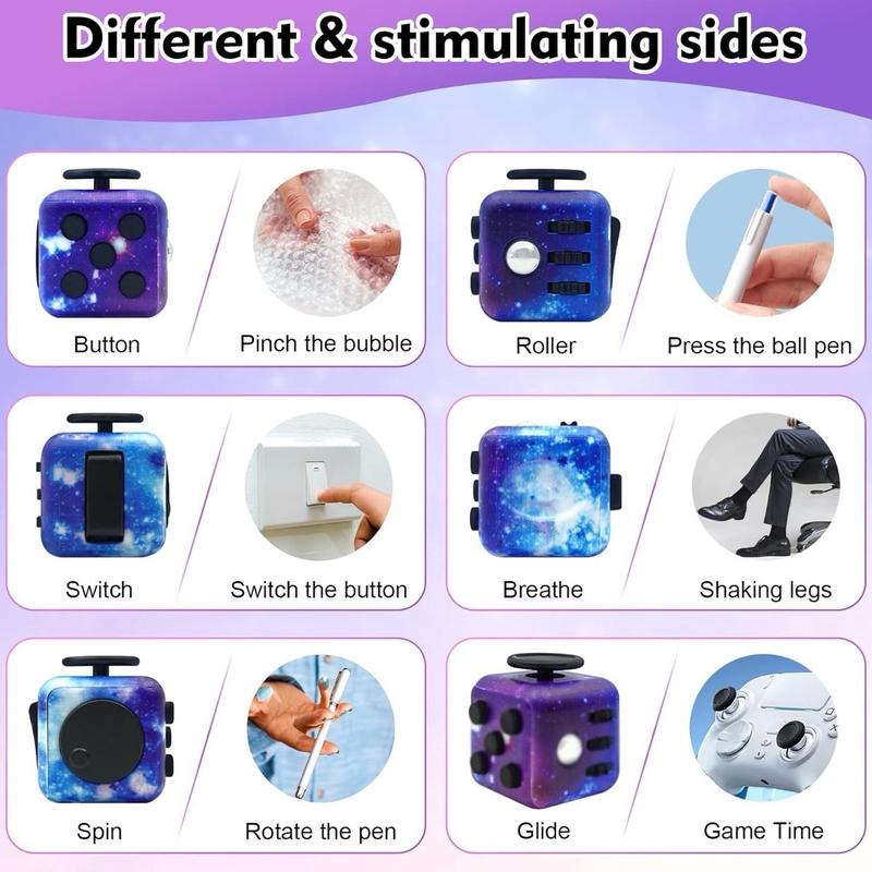  Fidget Toy Cube, Cube Fidget Anxiety Relief Toys for Adults and Kids, 6 Sided Fidget Toys Cube Hand-Held for Adults, Audible Silent Fidget Toys for ADD ADHD OCD