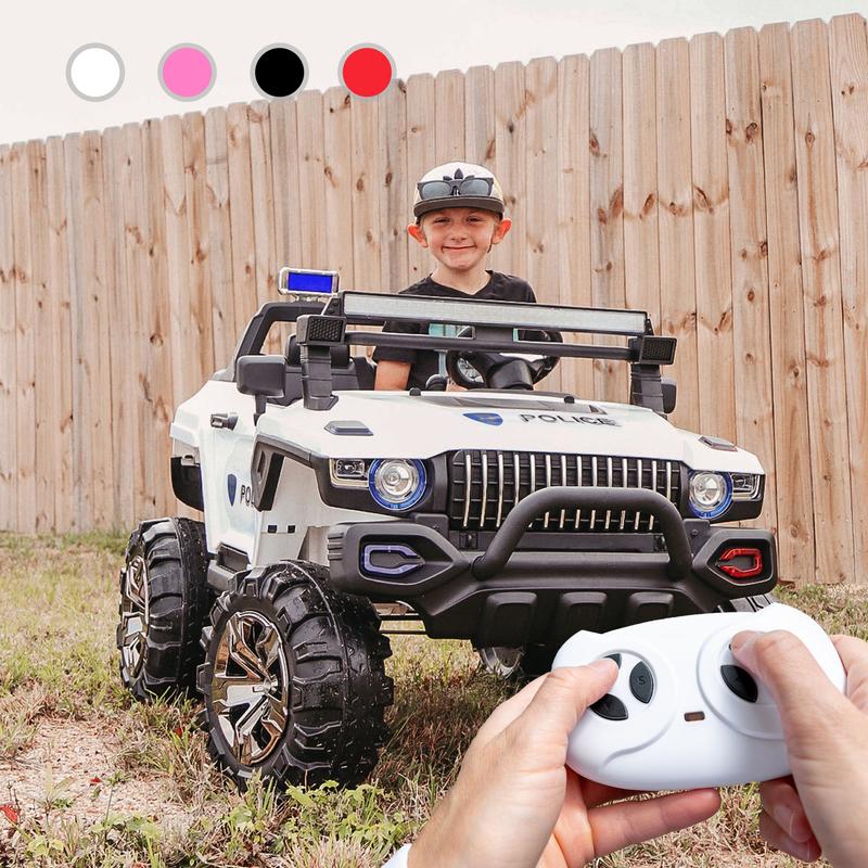 Aosom Kids 12V 24V Electric Ride-on Car Off Road Truck Toy with Parent Remote, Battery Powered Electric Car with Spring Suspension, Adjustable Speed, LED Lights and Horn