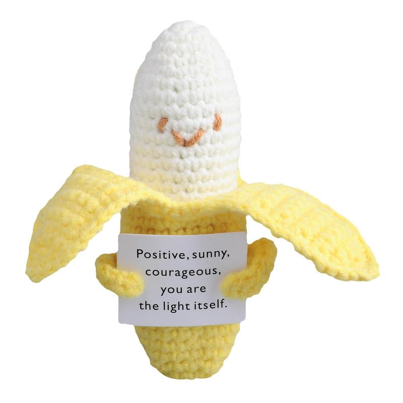 Banana Design Crochet Ornament, Cute Creative Handmade Doll, Positive Energy Decoration, Home Decor for Holiday, Holiday Gift