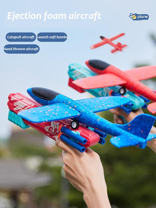 2 Pack Airplane Launcher Toys, 2 Flight Modes Foam Glider Catapult Plane, Kids Outdoor Flying Toys, Birthday Gifts for Boys and Girls Over 6 Years Old, Birthday Party Supplies