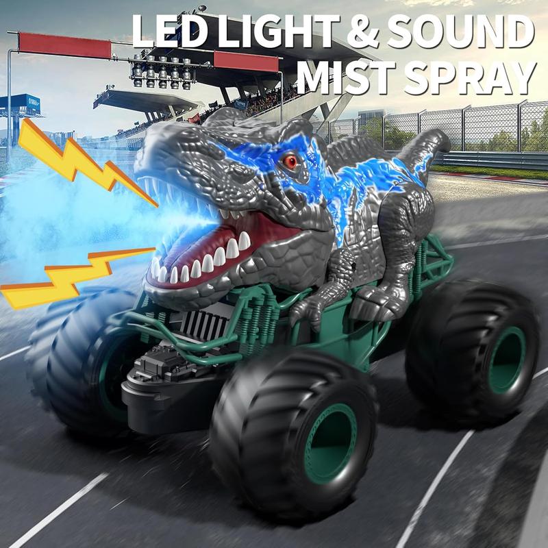 2.4GHz Dinosaur Remote Control Car Toys for Kids Boys 4-7 5-7 8-12, RC Dinosaur Car Toys with Light, Sound, Spray, Indoor Outdoor Toys Gifts for 3 4 5 6 Year Old Boys, RC Car Toys for Boys