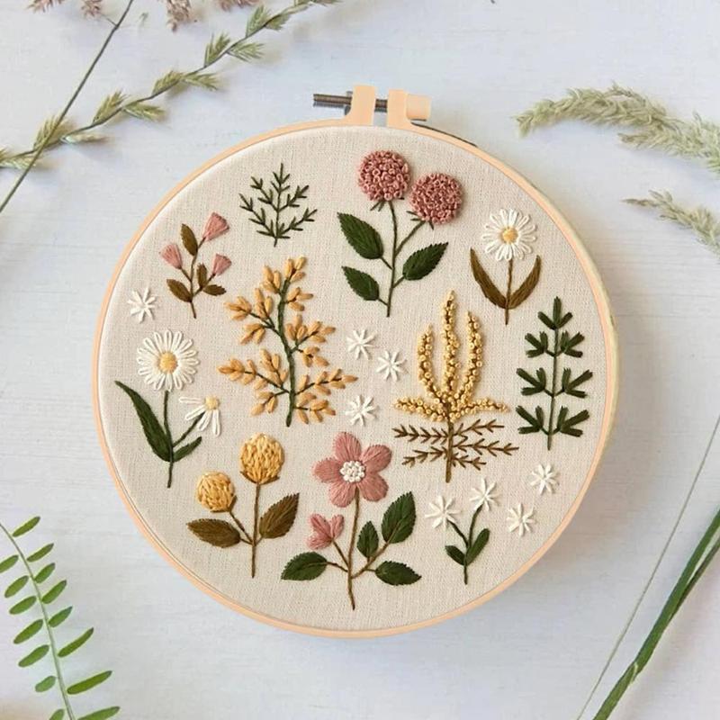 Plant Embroidery Kit with Hoop, DIY Handcraft Materials, Fabric Included, Perfect Gift for Best Friends