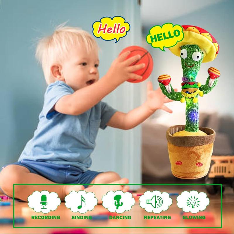 Dancing Cactus Repeats What You Say, Talking Sunny The Cactus Toy USB Charging, Dancing Lighting Recording Mimicking Cactus Toy Home Decoration Plush Toy for Kids