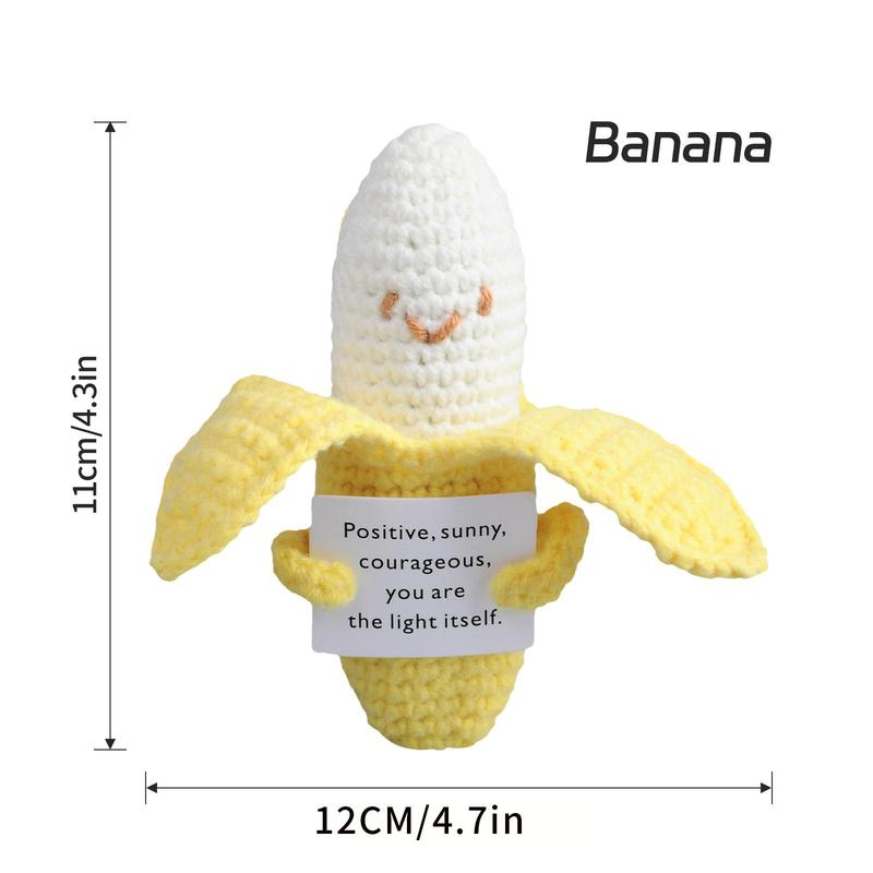 Banana Design Crochet Ornament, Cute Creative Handmade Doll, Positive Energy Decoration, Home Decor for Holiday, Holiday Gift