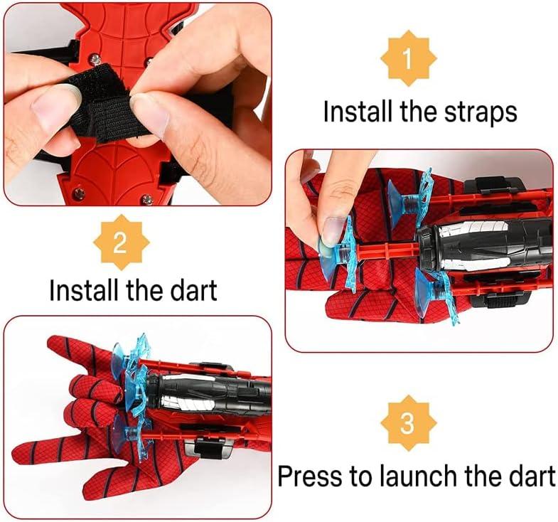 Spider Gloves Man Web Shooter Toy, Super Hero Capes and Mask for Kids Spider Plastic Superhero Launcher Glove Hero Movie Launcher Toy Set, Medium