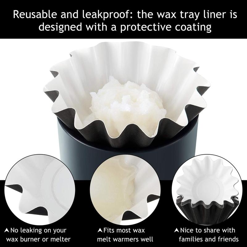 Wax Melt Liners Reusable Wax Warmer Leakproof Candle Warmer Liners Wax Tray for Scented Wax, Electric Wax Warmers Pluggable Wax Melter and Burner(Black, 25 Count)