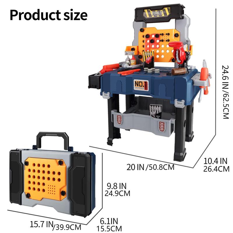 Kids Tool Bench with Realistic Tools and Electric Drill, 79 Pcs Transformable Kids Tool Set with Clothes, Toddler Tool Bench Pretend Play Learning Gift for Boys & Girls Age 3-5