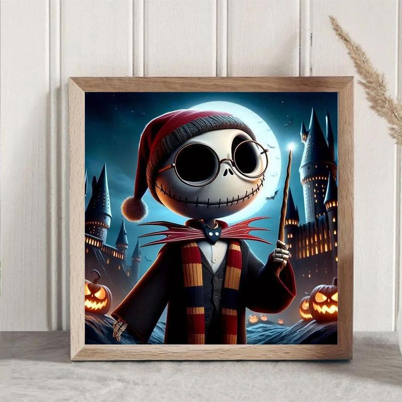 Jack Skellington Pattern DIY Diamond Arts Colorful Painting Kit without Frame, 5D Diamond Decor Painting by Numbers Kit, DIY Wall Art Decor