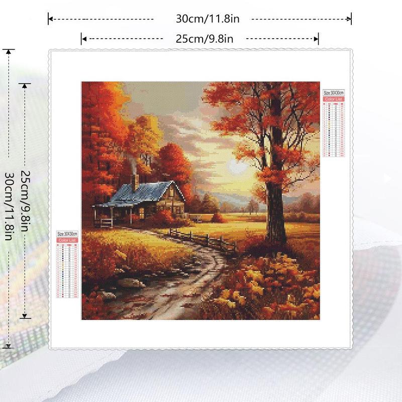 Autumn Landscape Pattern DIY Diamond Arts Colorful Painting Kit without Frame, DIY 5D Diamond Arts Colorful Painting Kit, Wall Art Decor for Home