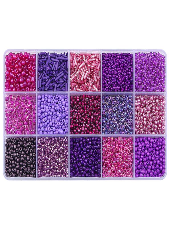 Boho Style Multicolor Ombre Glass Beads, 1 Box 15 Grids Glass Beads, Professional DIY Supplies for Necklace & Bracelet Making