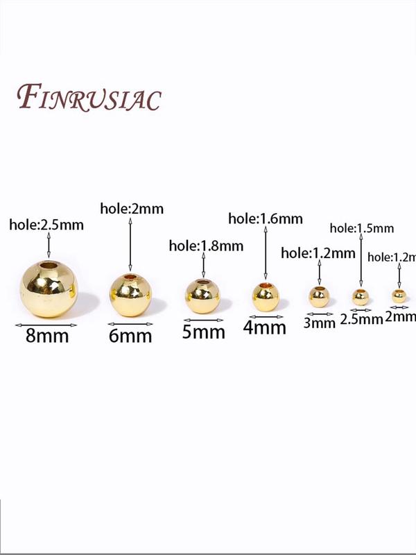 18K Gold Plated Bead Separator, Smooth Round Seamless Beads Spacers Bead for DIY Jewelry Making Supplies