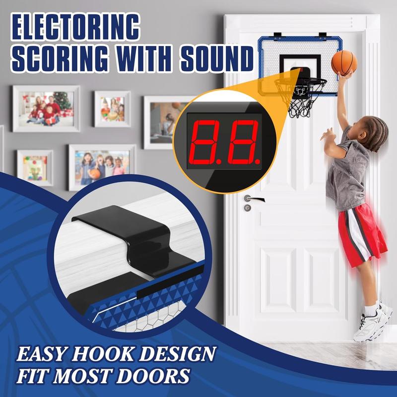 Indoor Mini Basketball Hoop for Door Over The Door Basketball Mini Hoop with Balls, Foldable Basketball Hoop for Wall & Room Basketball Toy Gift