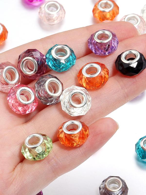 Resin Beads Kit, Large Hole Beads, Solid Color Beads for DIY Bracelet Necklace Keychain, Fashion Accessories for Women & Girls