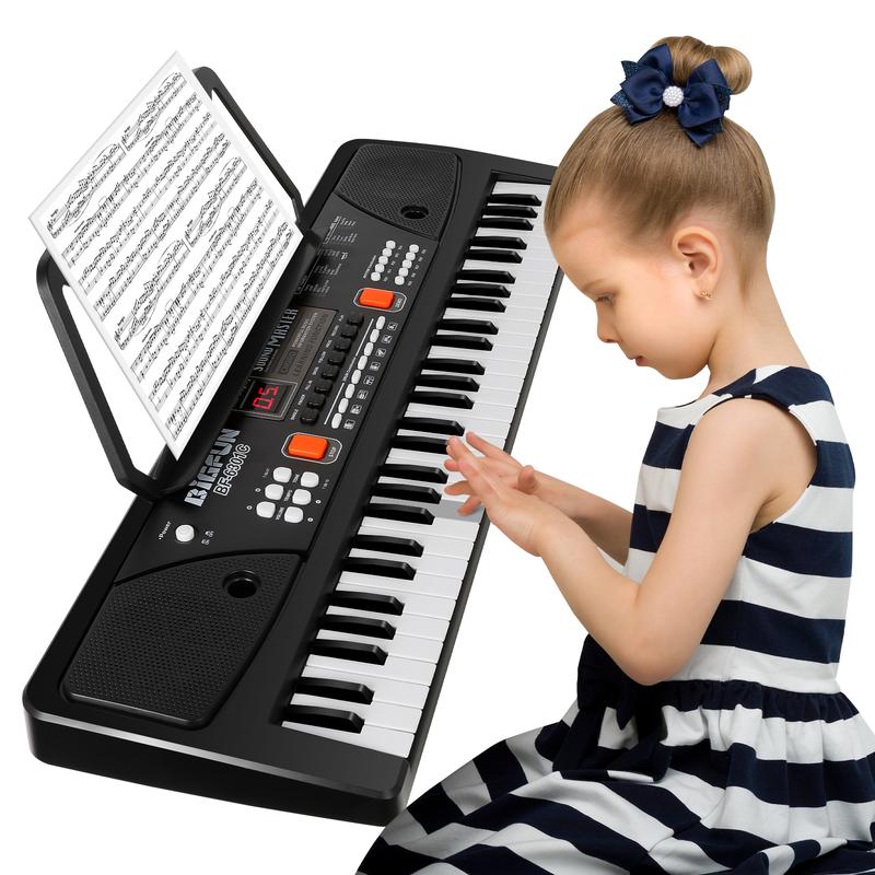 M SANMERSEN Piano for Kids with Microphone, Keyboard Piano for Beginners Electronic Keyboard 61 Keys with Dual Speakers LED Display AUX-in Jack Music Stand Piano Toys for Boys Girls Ages 3-12