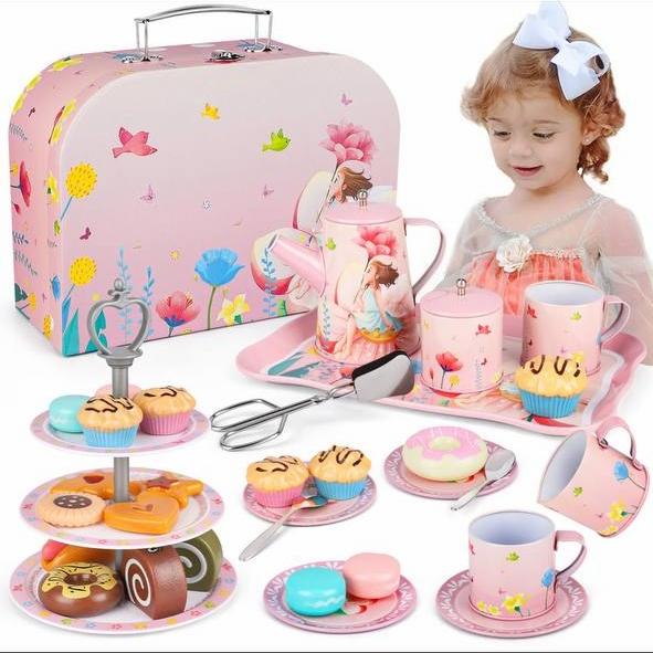 Children's afternoon tea set, birthday gift for 3,4,5,6,7,8 years old girls, toddler kitchen toys