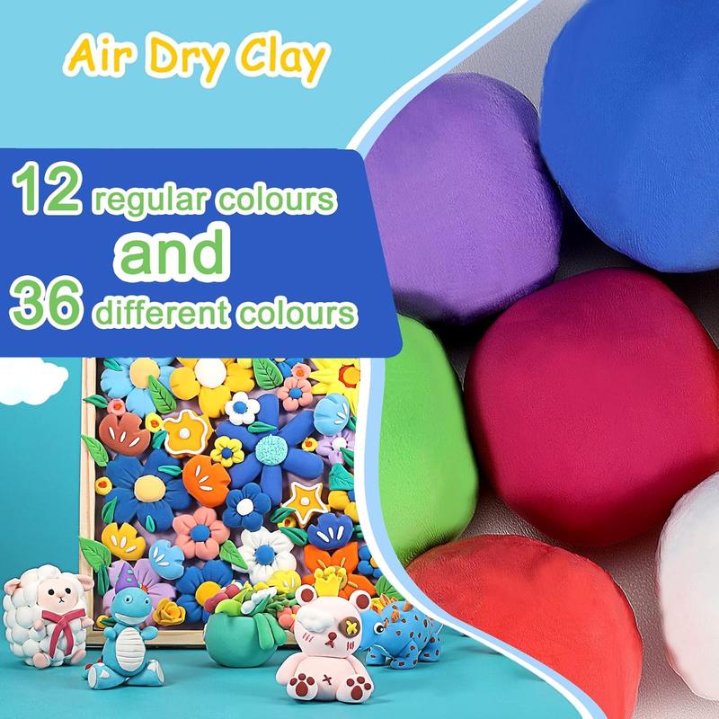 Air-dried clay, 24-color sculpting clay  clay with carving tools, self-drying soft clay for children and adults, gifts for boys and girls