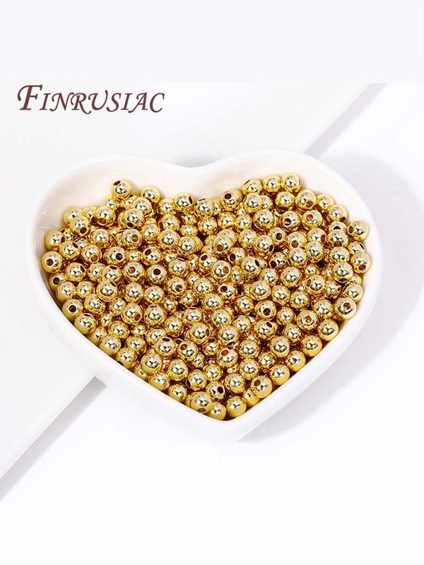 18K Gold Plated Bead Separator, Smooth Round Seamless Beads Spacers Bead for DIY Jewelry Making Supplies