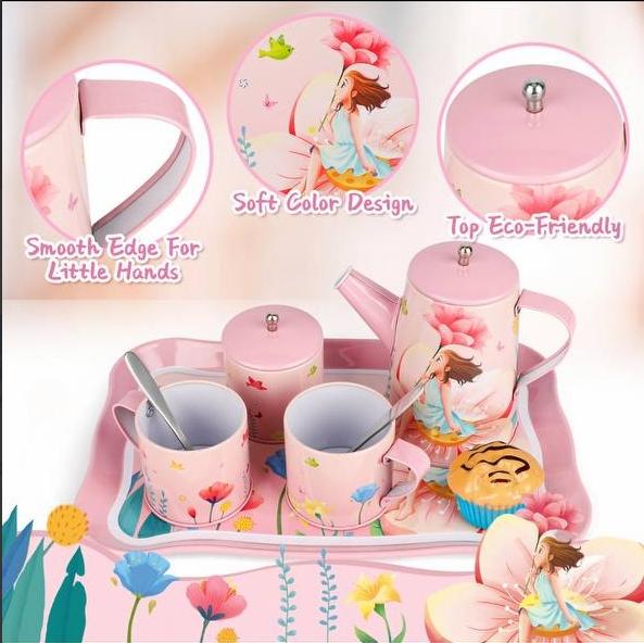 Children's afternoon tea set, birthday gift for 3,4,5,6,7,8 years old girls, toddler kitchen toys