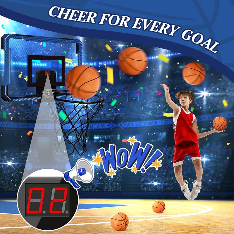 Indoor Mini Basketball Hoop for Door Over The Door Basketball Mini Hoop with Balls, Foldable Basketball Hoop for Wall & Room Basketball Toy Gift