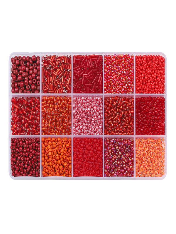 Boho Style Multicolor Ombre Glass Beads, 1 Box 15 Grids Glass Beads, Professional DIY Supplies for Necklace & Bracelet Making