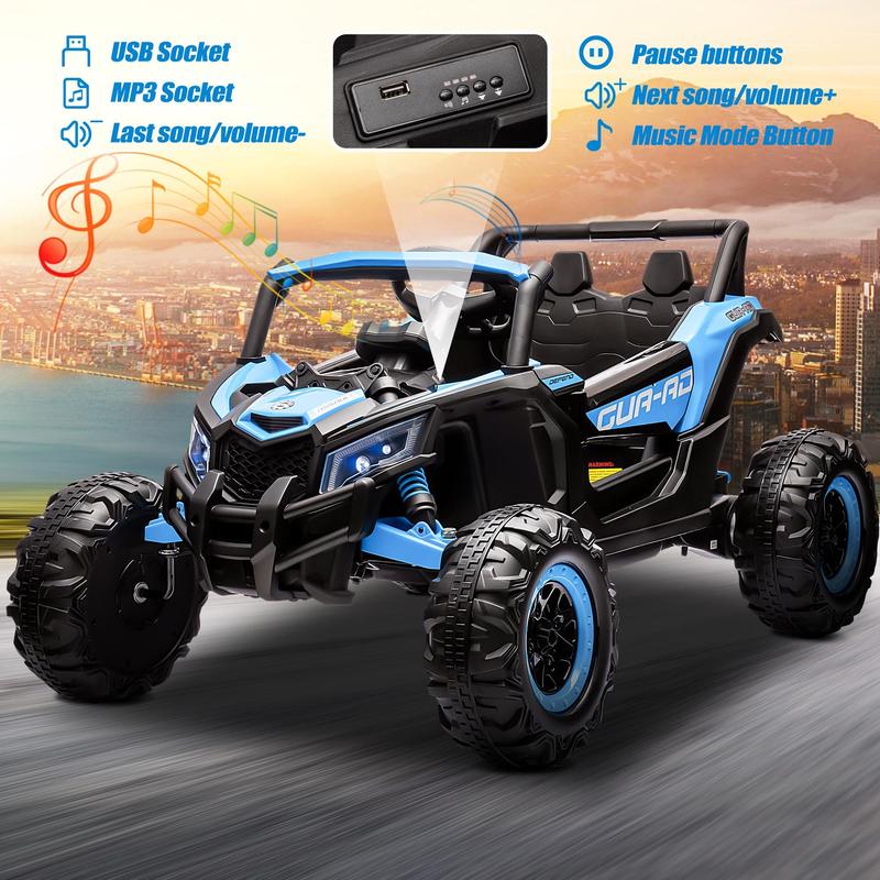 CoCLUB 24V Ride on Toys for Kids, Large Seat Ride on UTV Cars with Remote Control, Battery Powered Kids Car Electric Vehicle with 3 Speed, Bluetooth Music, 4 Wheels Spring Suspension