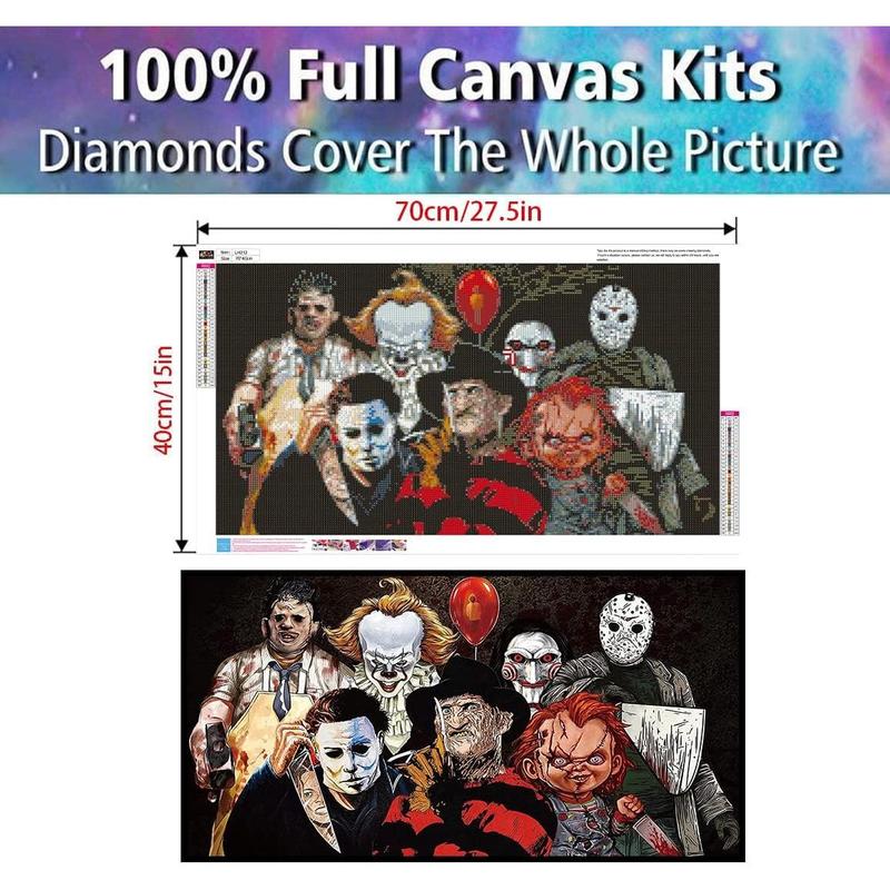 Halloween Diamond Painting Kits for Adults,5D Full Round Diamond Halloween Clown Diamond Art Kit, Large Dots Diamond Painting for Beginners, DIY Beads for Home Wall Decor, 27.5