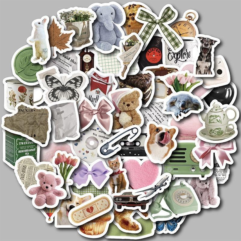 Cute Cartoon Self Adhesive Sticker Gift, 58pcs Scrapbooking & Journal Making Material Paper, DIY Decorative Sticker for Stationery Computer Water Bottle, Summer Stickers Gifts, Tienda En Tiktok, Stamping Products, Christmas Gift