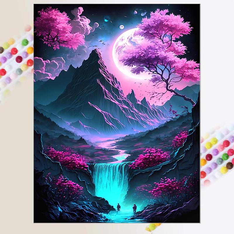 5D DIY Diamond Arts Colorful Painting Kit, 1 Set Landscape Pattern Diamond Arts Colorful Painting without Frame, DIY Diamond Decor Painting for Bedroom