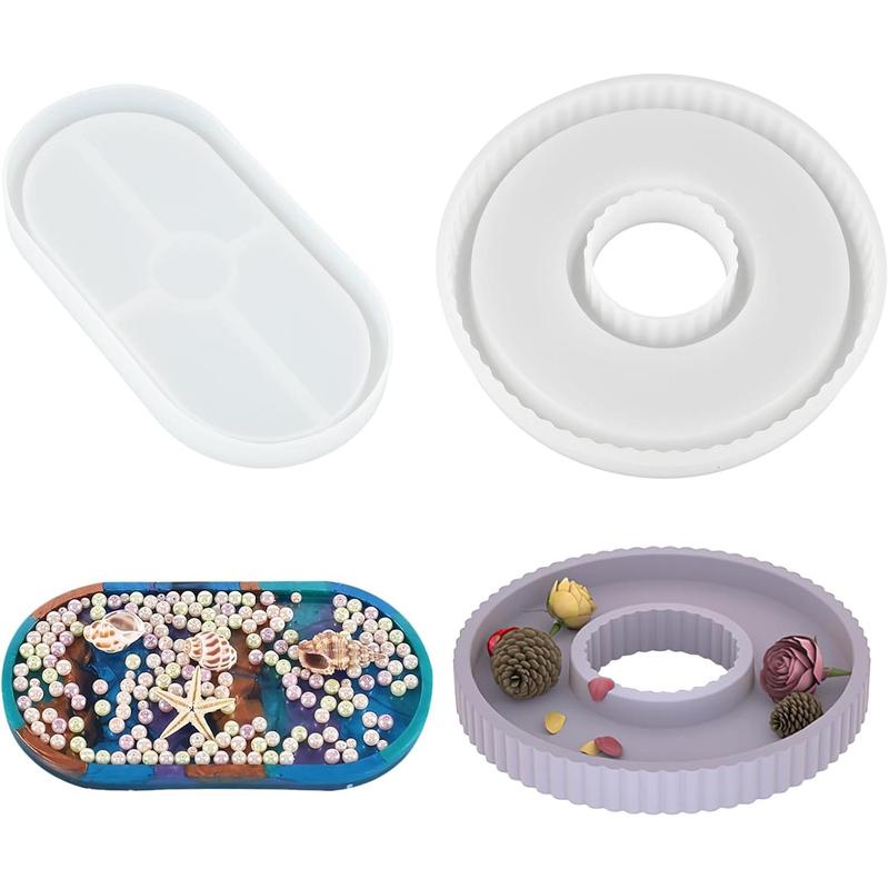 2 Piece Storage Boxes, Silicone Casting Forms, Creative Silicone Form Trays, Silicone Form Platters, Silicone Molds for Making Home Decor Castings.