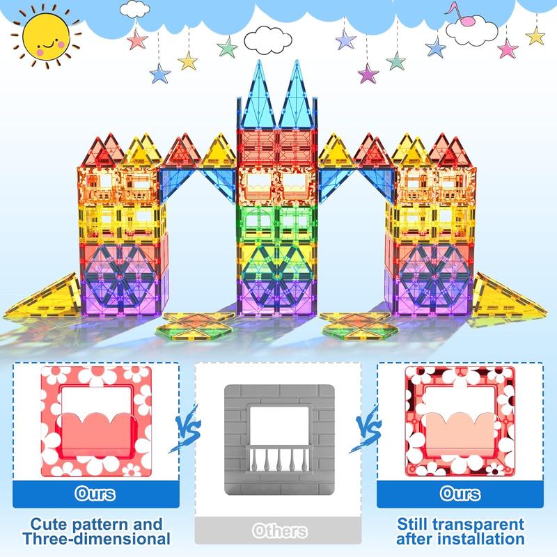 Holiday Haul Deal Coodoo 100 Pieces Magnetic Tiles STEM Building Blocks Toys Set with 2 Cars Sensory Christmas Gift on Sale Construction Toy