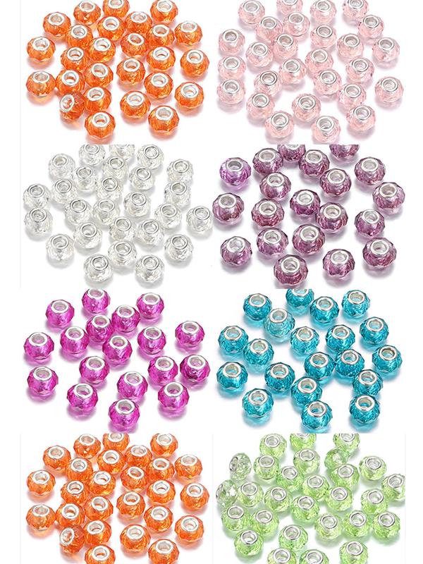 Resin Beads Kit, Large Hole Beads, Solid Color Beads for DIY Bracelet Necklace Keychain, Fashion Accessories for Women & Girls